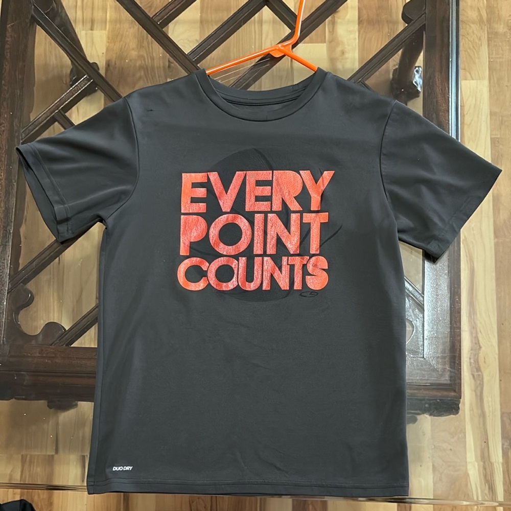 Black Graphic T-Shirt with Red Text